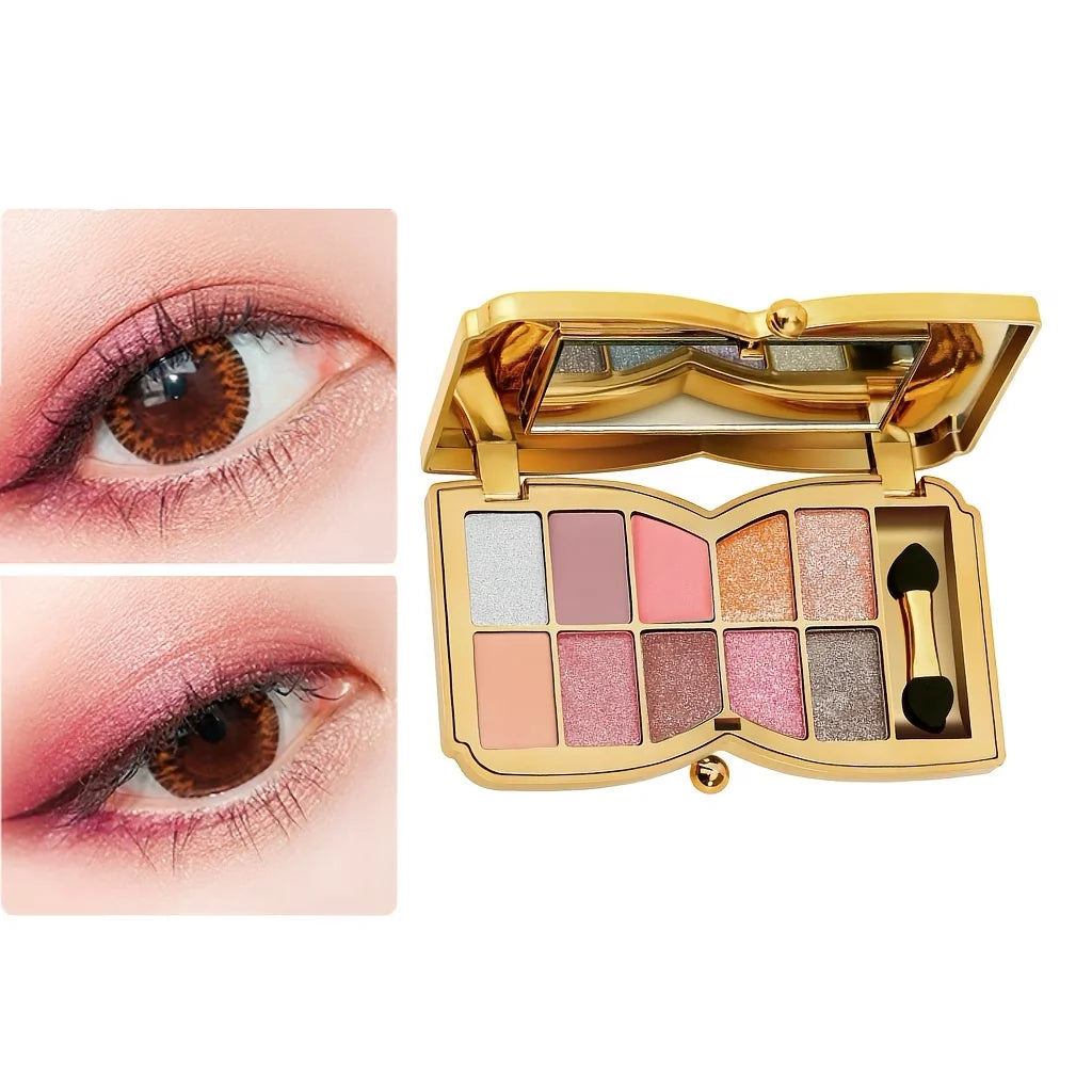 10-color Luxury Shimmer Eyeshadow Palette With Brush Palette