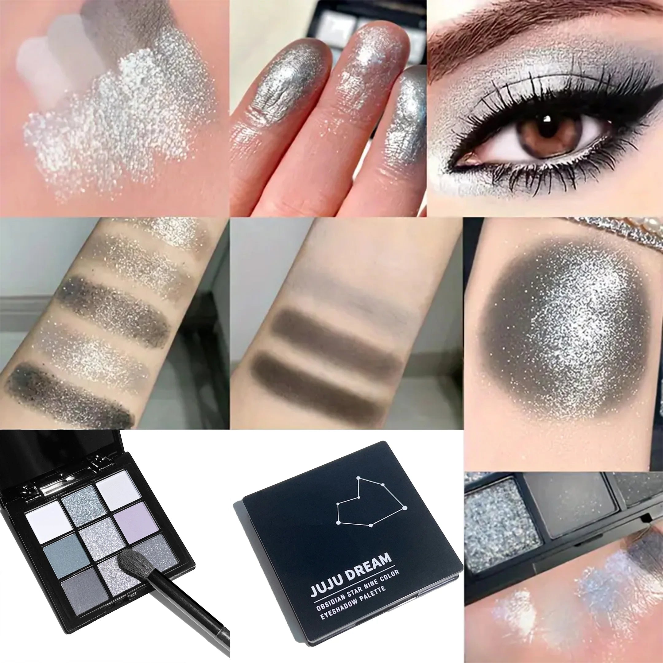 9-Color Smoky Chic Eyeshadow Palette with Shimmer Matte & Glitter