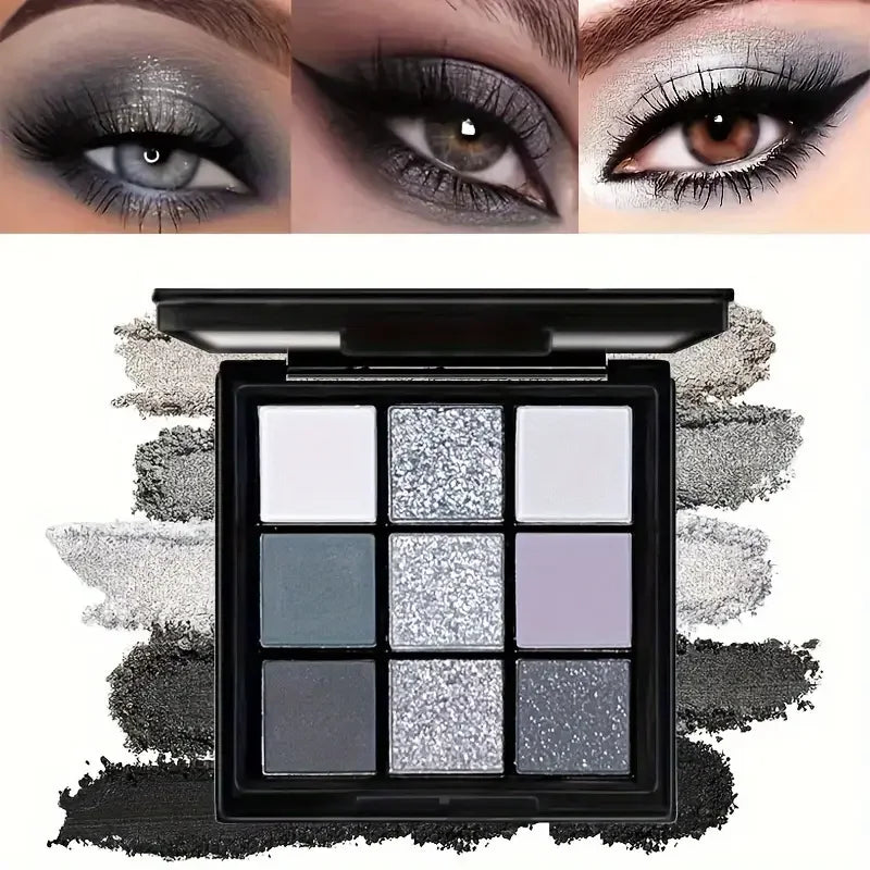 9-Color Smoky Chic Eyeshadow Palette with Shimmer Matte & Glitter